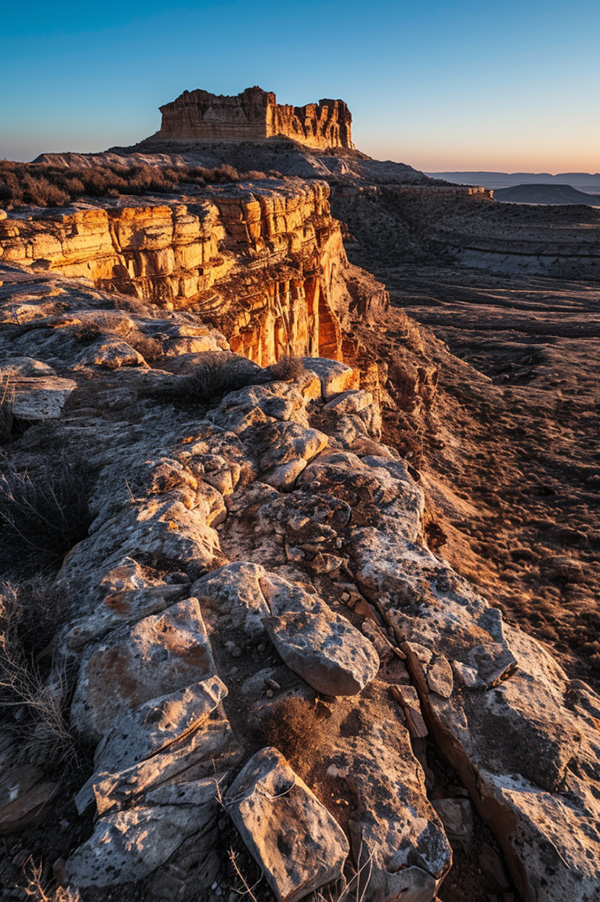 The Second Mesa on the Hopi Reservation at sunrise.