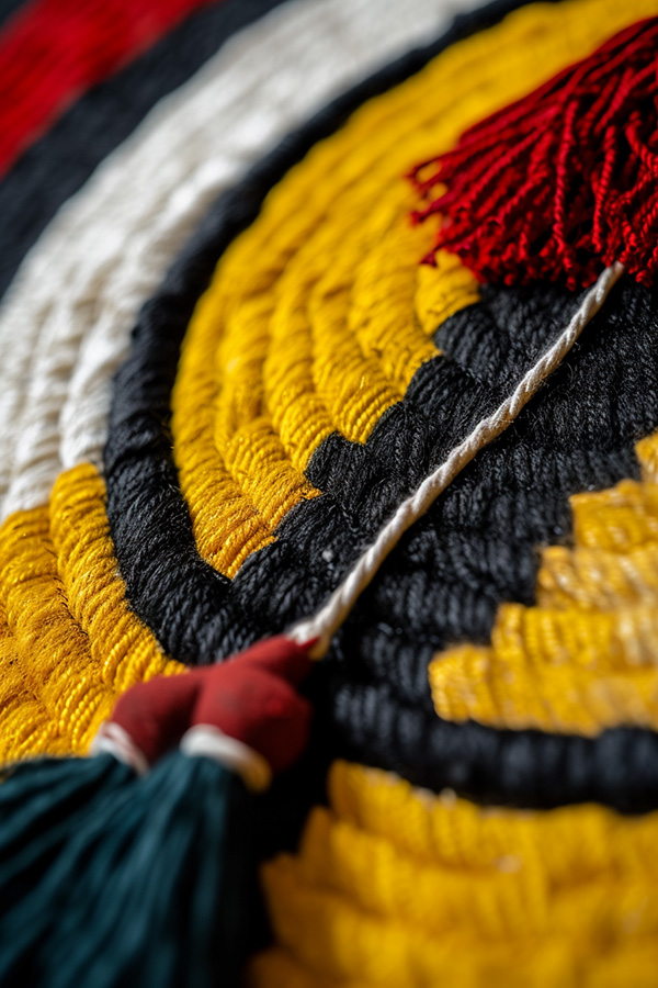 The color of the Native American medicine wheel represented in a hand woven basket.